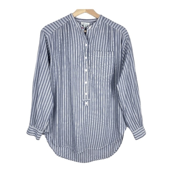 Sundance Blue White Striped Popover Tunic Top | Cotton Blend | Size M - Picture 1 of 8